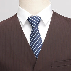 Wedding suit 3 Piece Striped wine red groom suit High-end business suit set Double-breasted dress