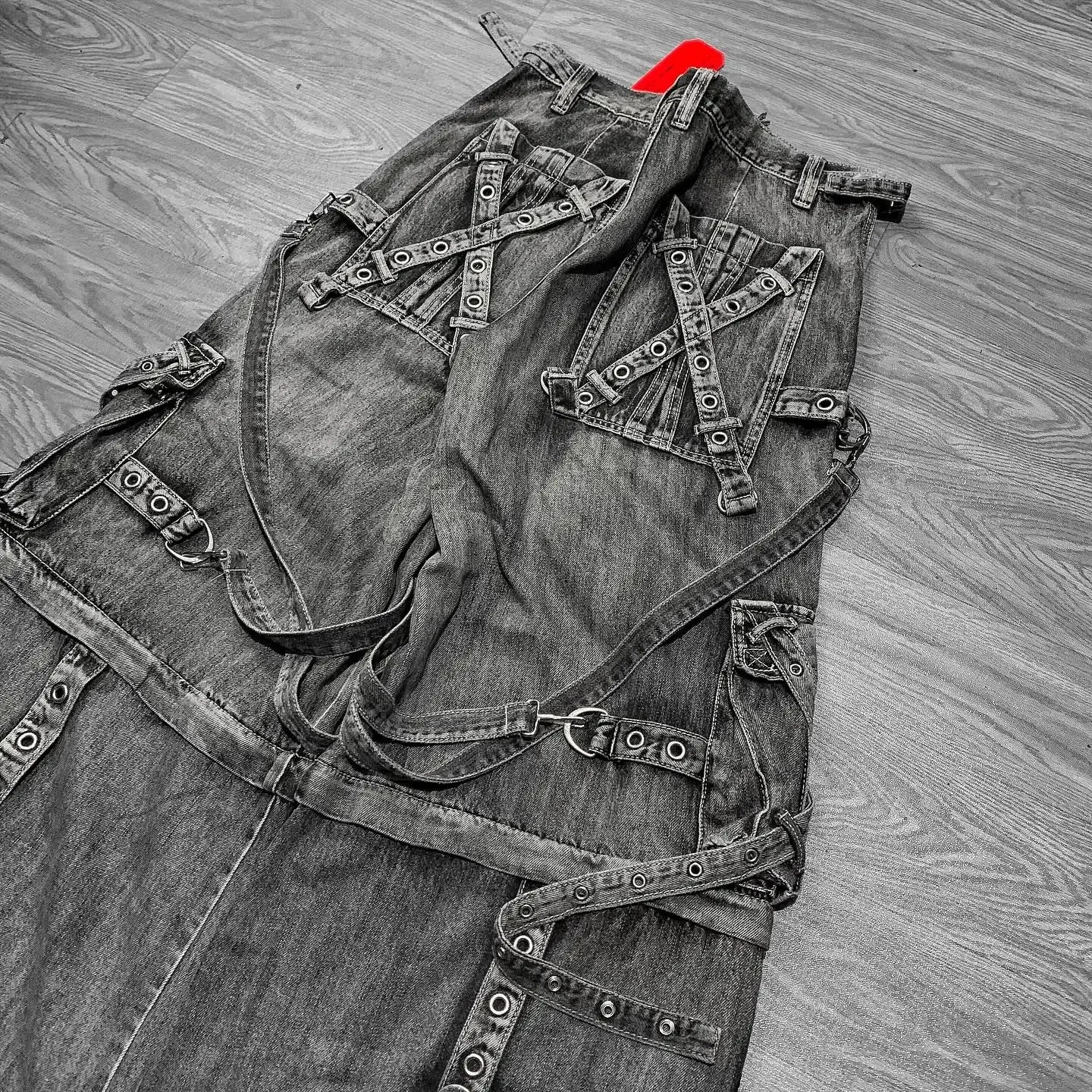 Y2k Streetwear Jeanss Harajuku Retro Multi Pocket Washed Worn Out Jeansable Hip Hop Oversized Wide Leg Pants