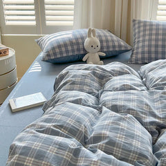 Lattice Duvet Cover Set with Sheet Pillowcases No Filling Warm Bed Linen Twin Full Queen Size Grid Home Bedding Set