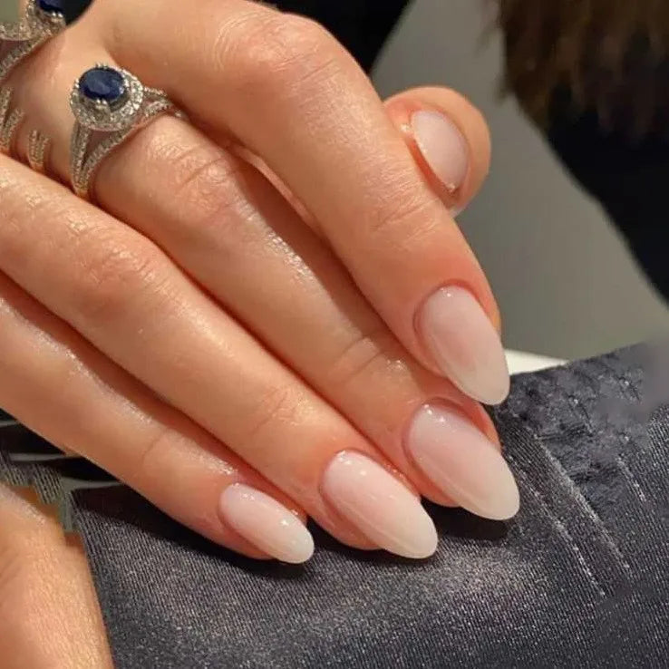 24Pcs Mid-length Almond Ballet False Nails Simple Cat Eye Design Press on Fake Nail Wearable Full Cover Nail Tips Manicure Tools