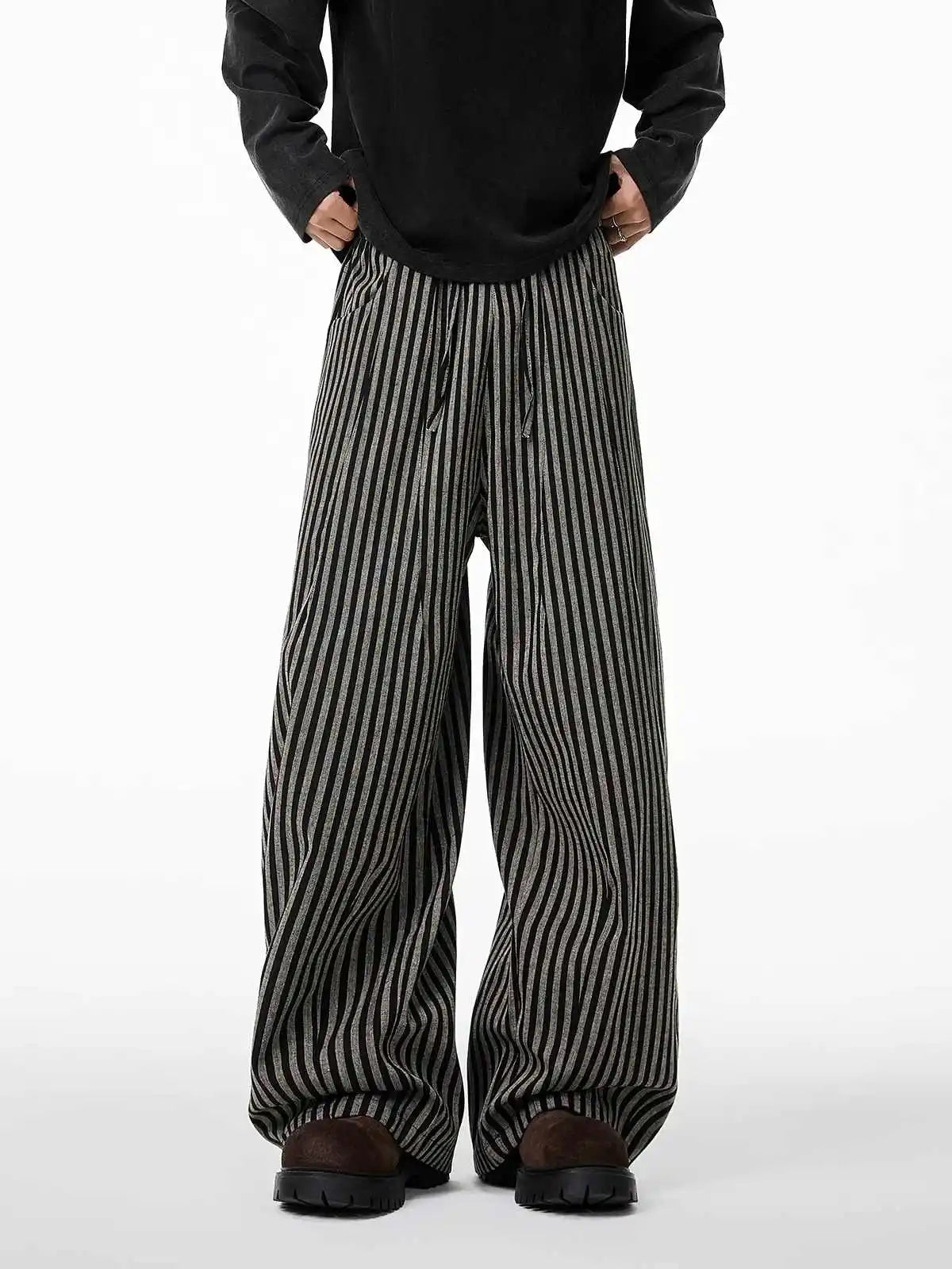 Black Gothic Striped Long Pants Baggy Sweatpants Harajuku Y2k Emo Vintage Oversize Trousers Japanese Clothes