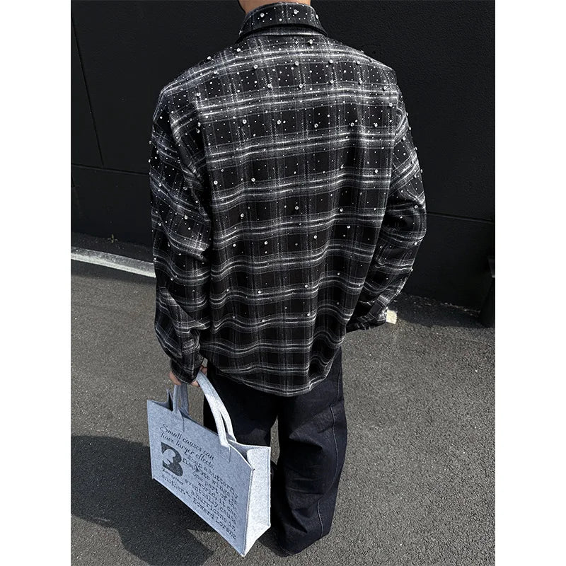 Starry Shirt long sleeve shirts grid loose Stage performance costumes Star shirt