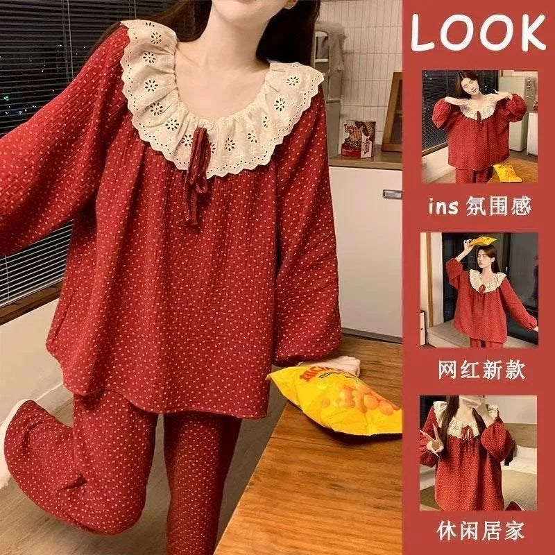 Sweet Print Pajamas Set Long Sleeve Top