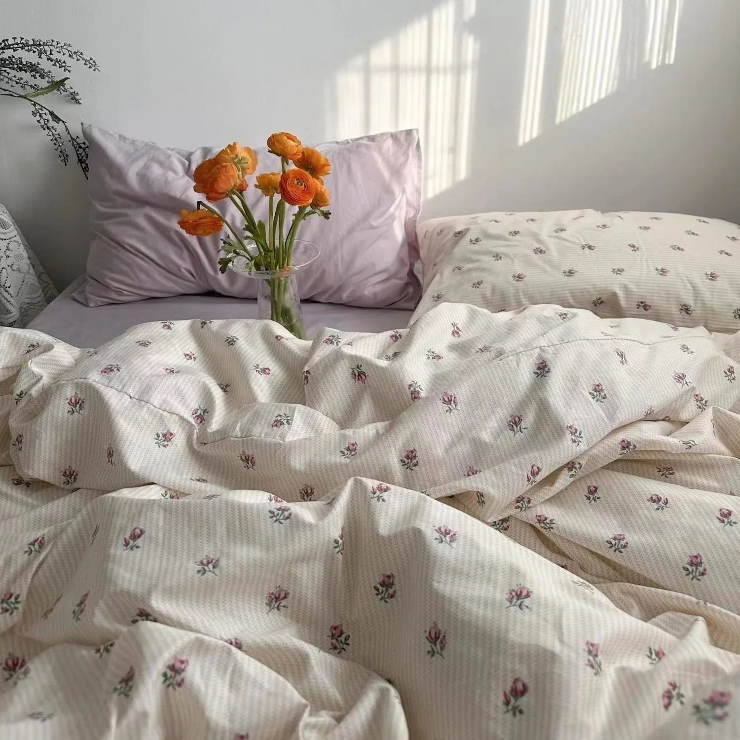 INS Nordic Pink Letter Bedding Set Four Pieces Quilt Cover Girls Single Twin Full Queen Size Duvet Cover Set