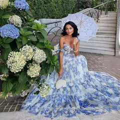 Floral Print Sleeveless Backless Lace Up Midi Prom Dress Elegant High Waist A Line Evening Dresses Outfits