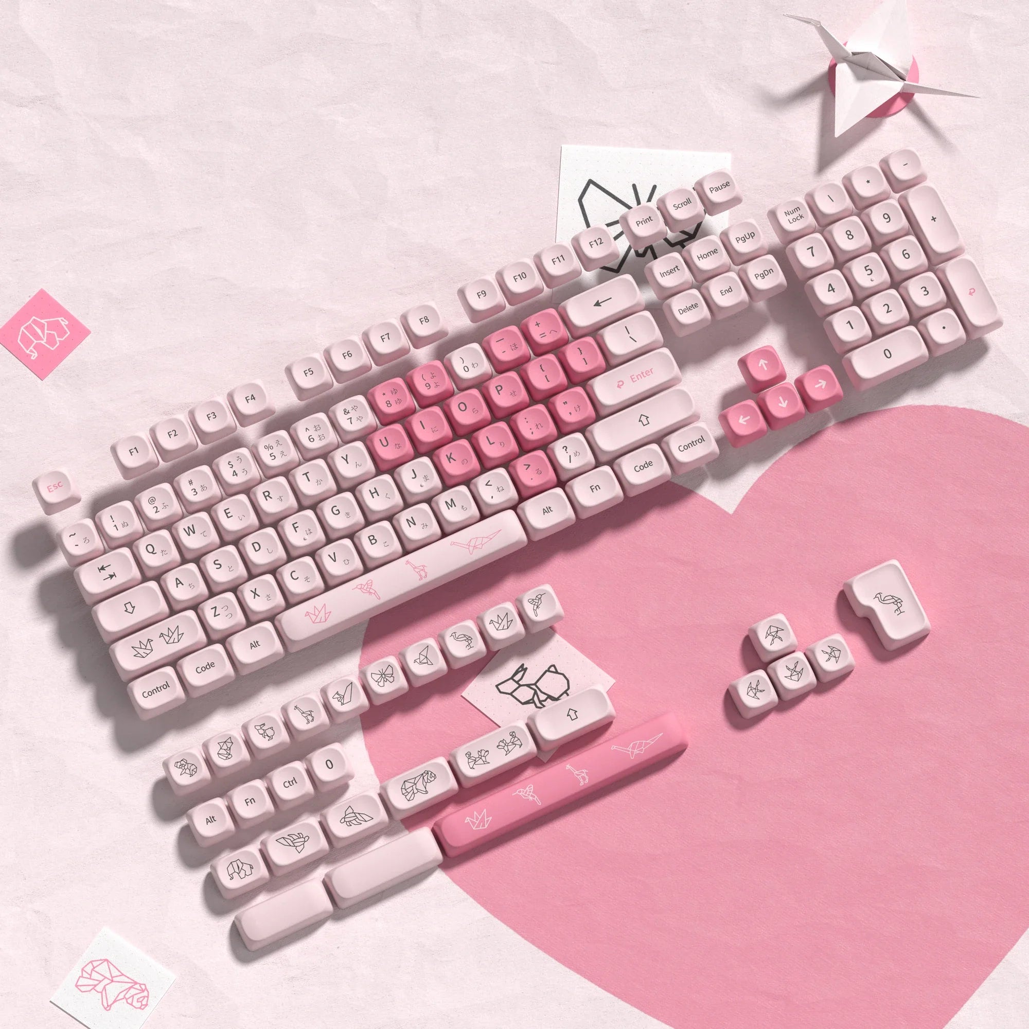 Pink Cat Dye Sublimation PBT Keycaps 136 Keys MOA Profile Keyboard Keycaps