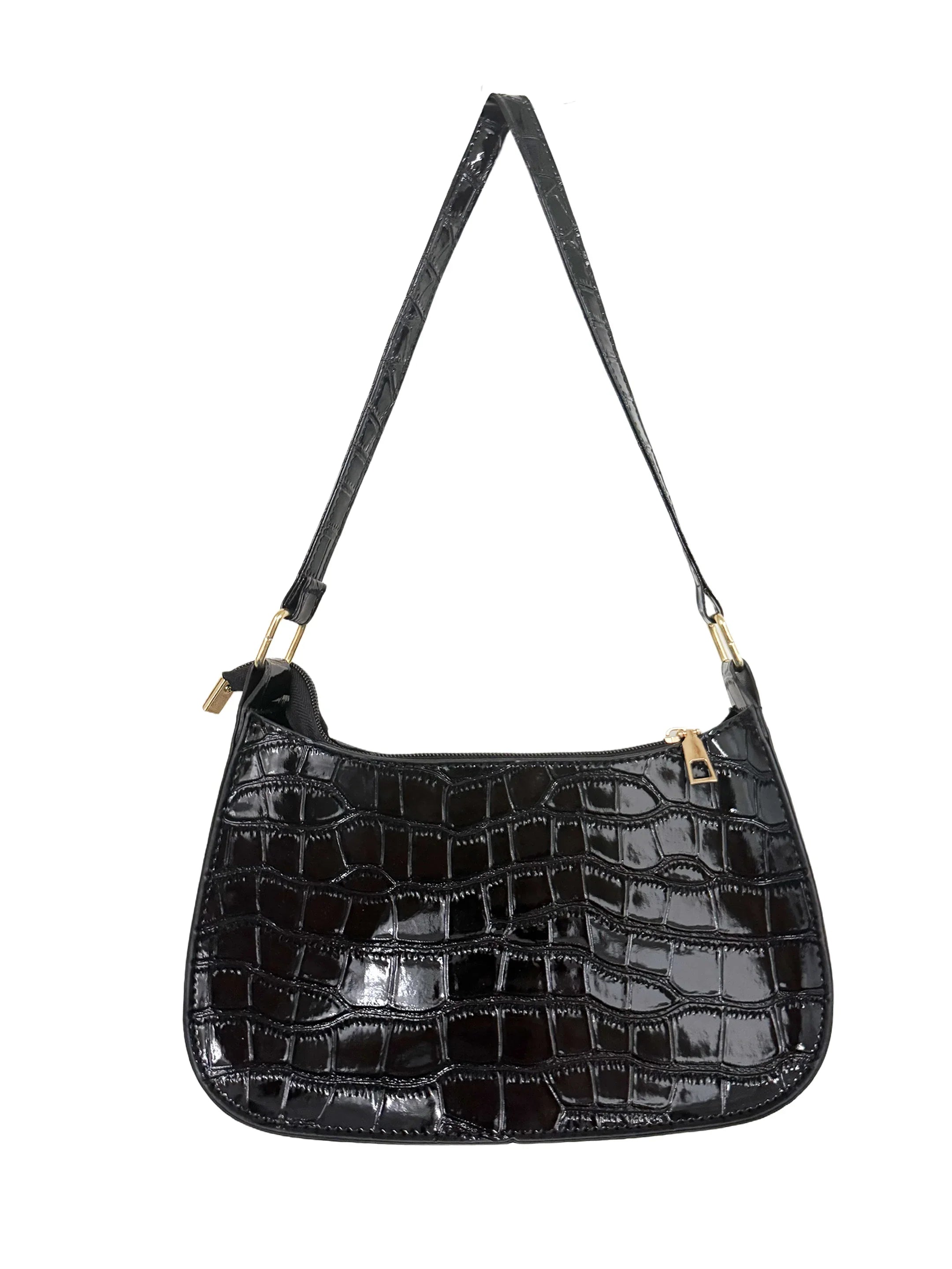 Vintage Patent Leather Shoulder Bag Handbags Casual Designer Hobos Underarm Bag
