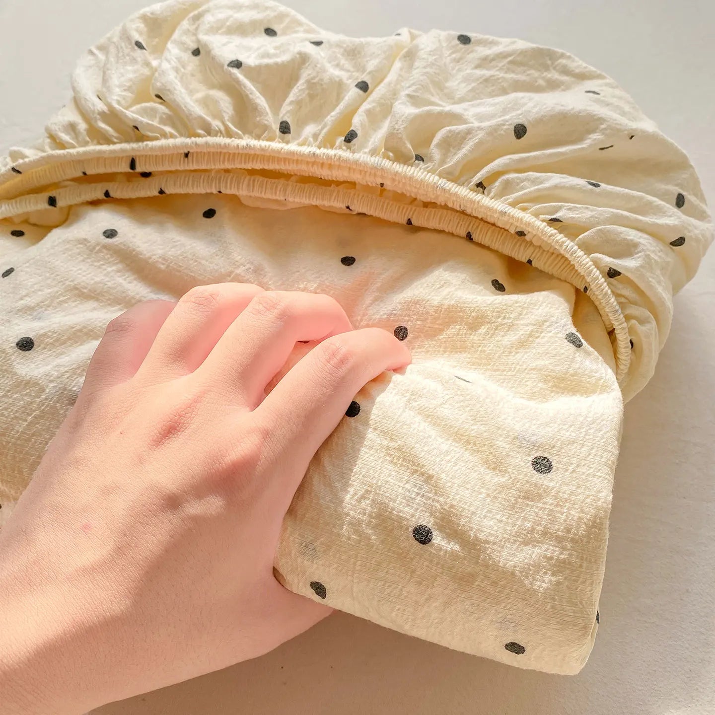 Washed Cotton Fitted Sheet with Elastic Bands Non Slip Adjustable Mattress Cover Printed Pure Cotton