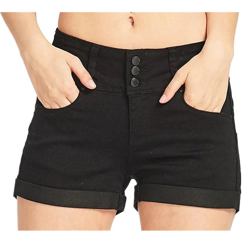 Waistband Denim Stretch Fabric Shorts Casual Versatile Street Shorts