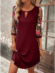 Luxury Dress Perspective Mid Sleeve Printed Round Neck Mini Skirt Party Dress
