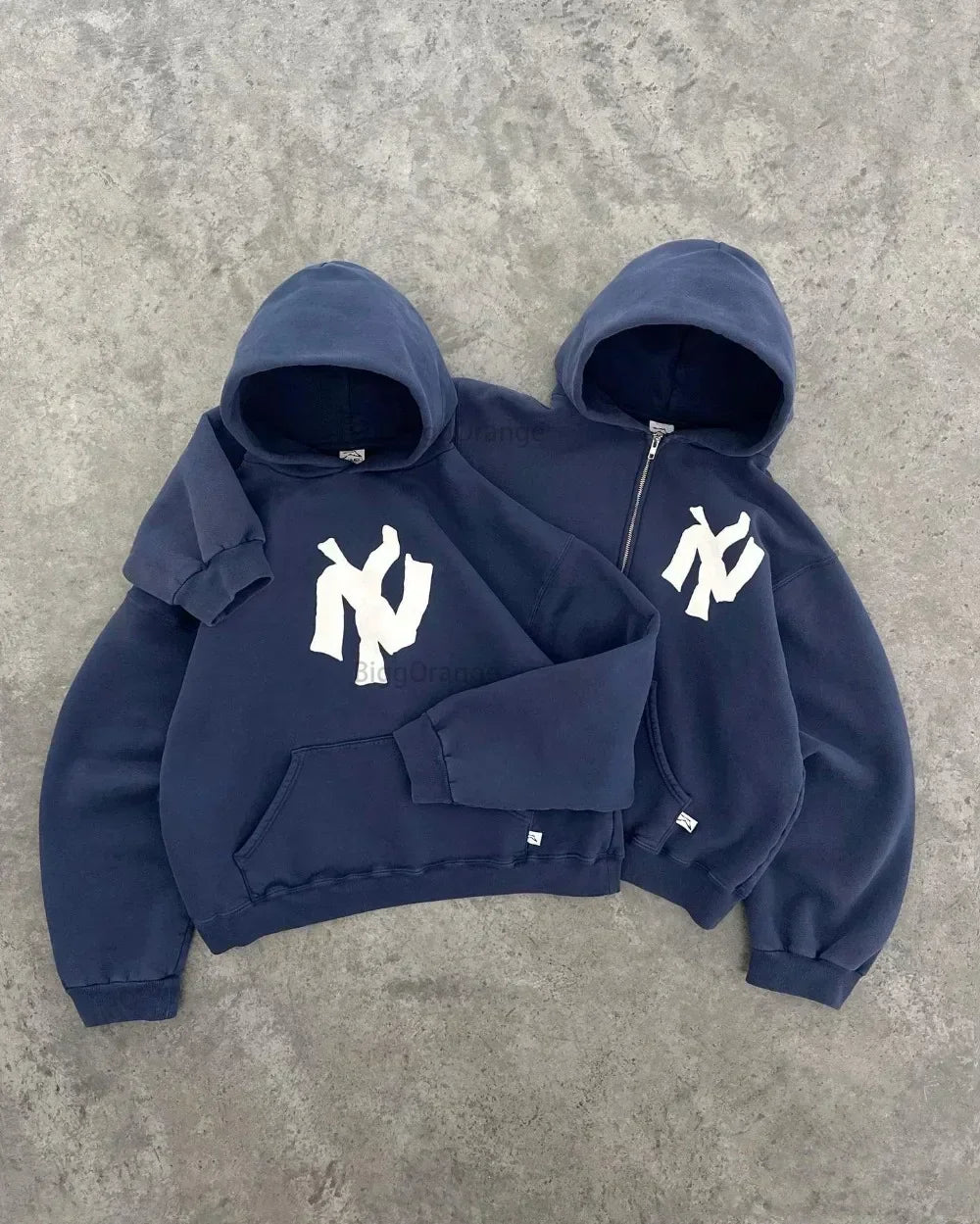 Y2K Harajuku Blue Letter Pattern Printed Hooded Sweatshirt