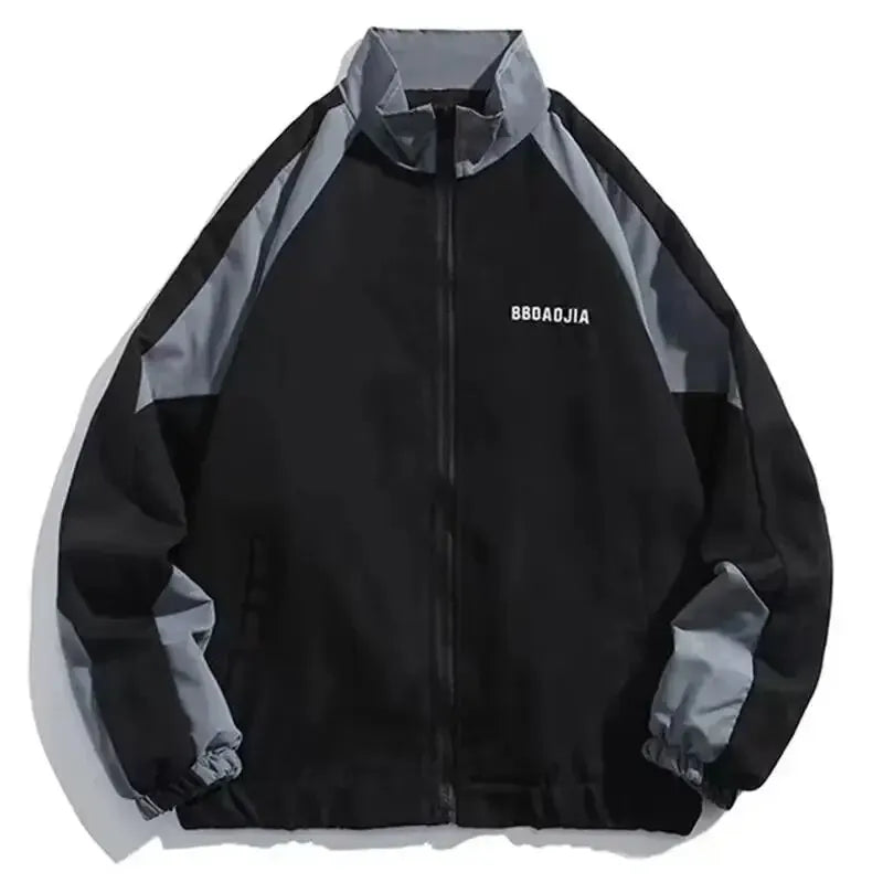 Hip Hop Varsity Jacket High Street Patchwork Color Block Windbreaker Coats Thin College Jackets
