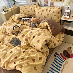 Soft Skin-friendly Bedding Set Comfortable Breathable Duvet Cover Set with Sheet Single Double Quilt Cover