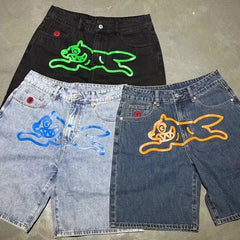 Y2k American Retro Hip-Hop Printed Denim Shorts