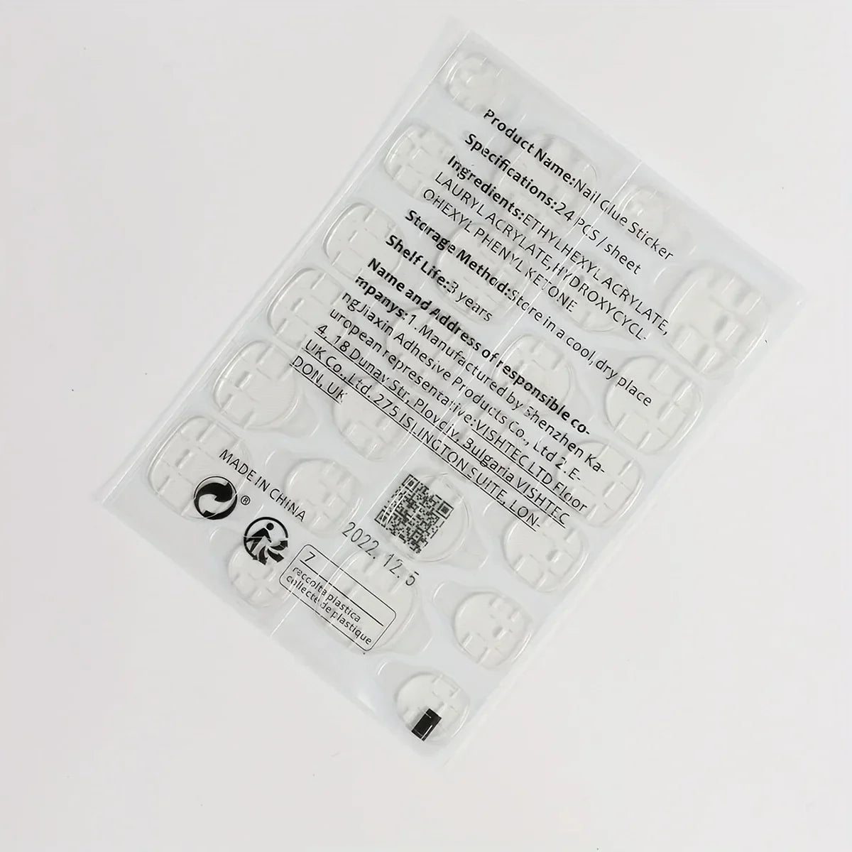 24pcs Ice Transparent Press On Nails, Fake Nails With 3D Butterfly