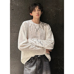 vintage velvet long sleeve t shirt Crew neck hip hop casual tees tops man harajuku velour streetwear camisetas