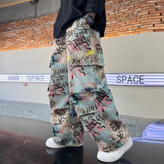 Child Pants Boys Trousers Teenager Clothing Kids Wide-legged Trousers Boy Letter Loose Pants