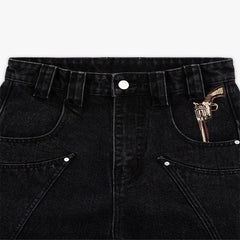 Western Pistol Pendant Pocket Embroidery Loose Wide Leg Jeans Y2K Trend Comfortable Streetwear