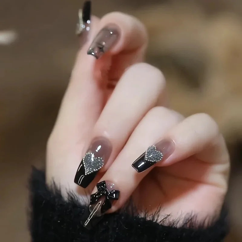 24PCS/1BOX girls Wear Wholesale Bow Girls Nail Art Fake Nails
