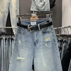 High Waist Loose Fit Denim Shorts