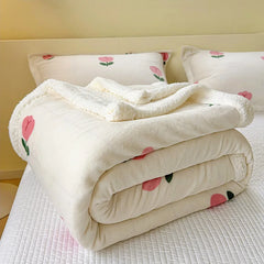 Cartoon Printed Lamb Wool Blanket Thick
