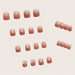 24pcs Ice Transparent Press On Nails, Fake Nails With 3D Butterfly