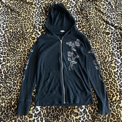 00s Vintage Jacket Y2k Grunge Zip Up Sweatshirt Flower Wings Print Slim Fit Hoodies E-girl Gothic Cool Street Outwear
