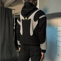Harajuku Street Hip Hop Cross Hoodies Splicing Zipper Sweatshirt Hoodie y2k Harajuku Gothic Coat Hoodie Female