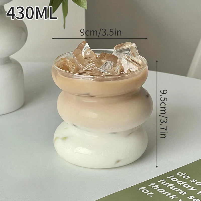 Glass Drinkware Cold Coffee Cups Latte Coffee Glass Iced Juice Milk Water Bottle