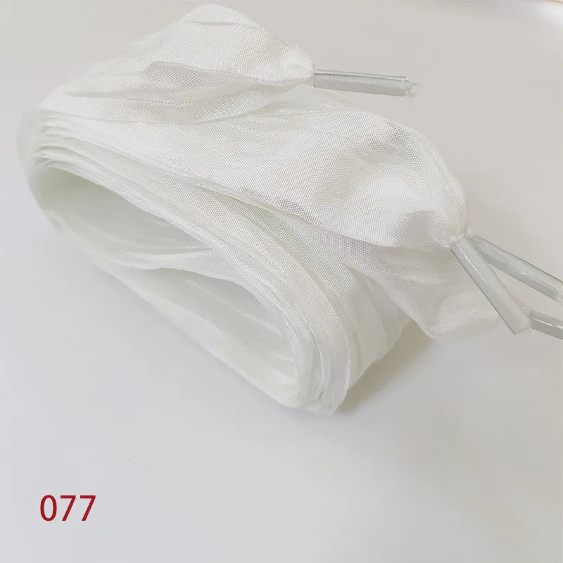 5cm Widened Butterfly Bow Ruffled Yarn Shoelaces Flat Silk Big Bow Wide Laces Trend Beauty White Casual Shoes Laces Dropship