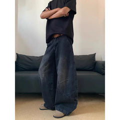 Street Vintage 2000s Jeans Y2K Harajuku Wash Blue Streetwear BaggyJeans Pantss High Waist Wide Trousers