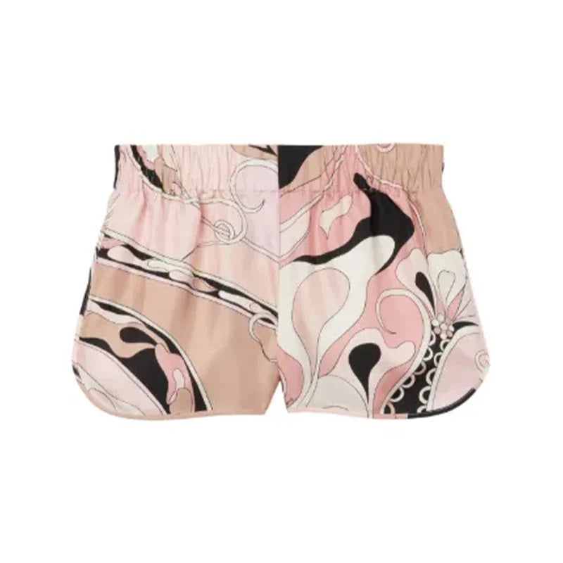 Print Irregular Short Skirt Suits Halter Lace Up Backless Sleeveless Tank Top High Waist Sets Lady Beach Outfits