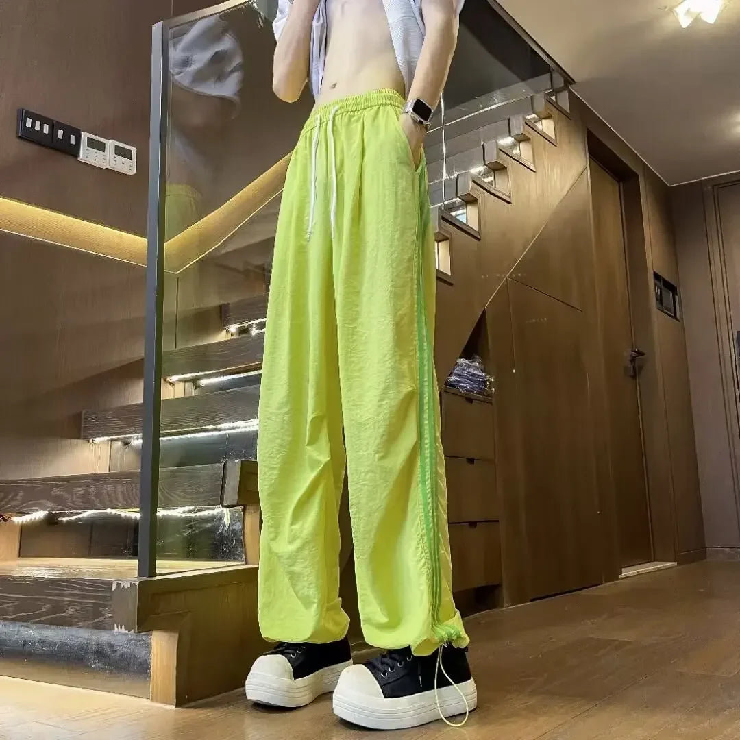 Trendy Sporty High Street Punk Trousers Loose Fit Casual Pants Japanese Style Hip Hop