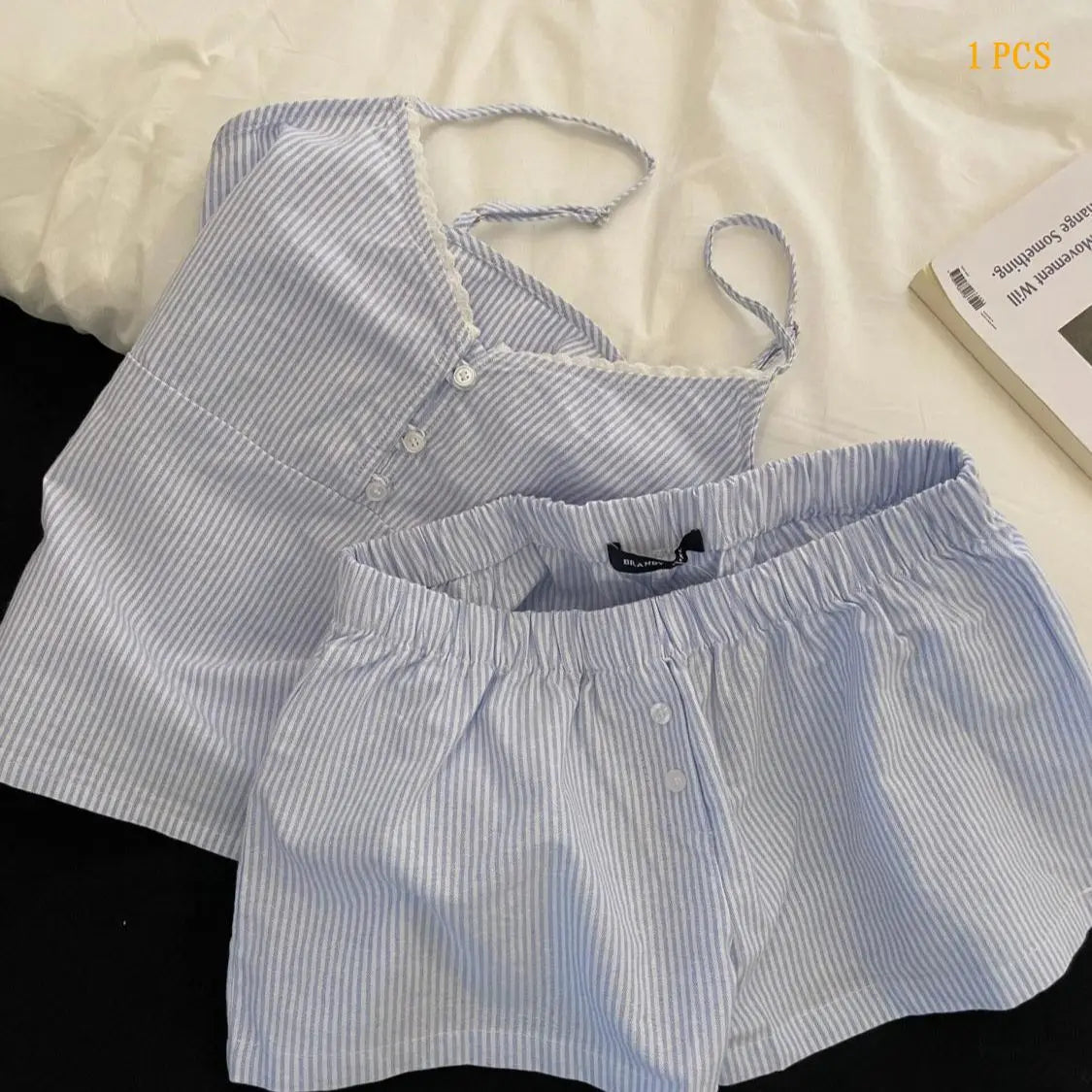s 2 Piece Pajama Set with Cute Floral Print Short Sleeve Top