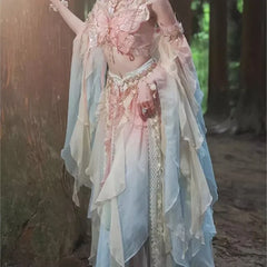 Pink Butterfly Theme Exotic Dunhuang Feitian Hanfu Western Ethnic Style Heavy Embroidery Fairy Suit Role-playing Costume