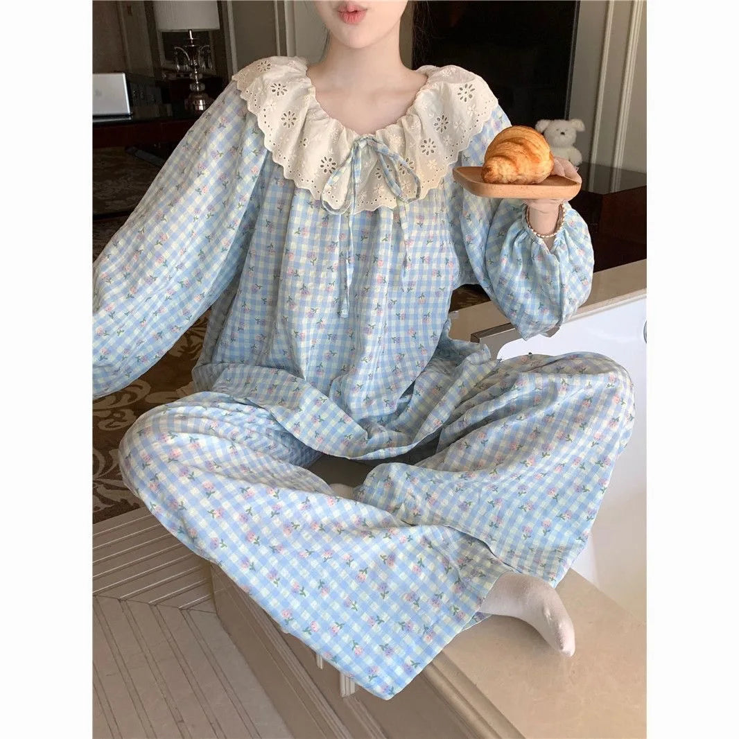 Sweet Print Pajamas Set Long Sleeve Top
