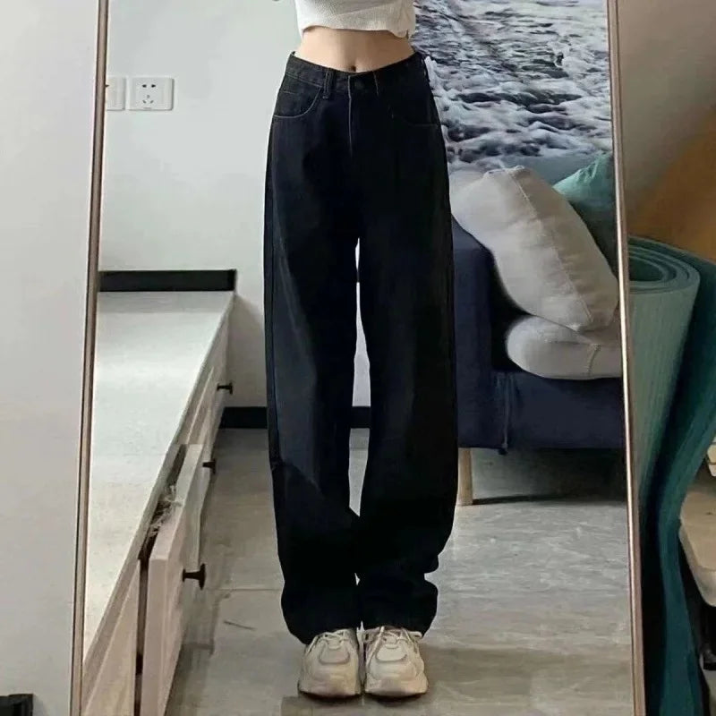 DeepBlue High-Waisted Wide-Leg Jeans