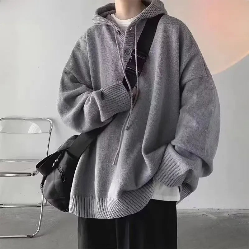 Hooded Sweater /Vintage Idle Style Versatile Knitted Top Trendy Brand Sweater Casual Wear