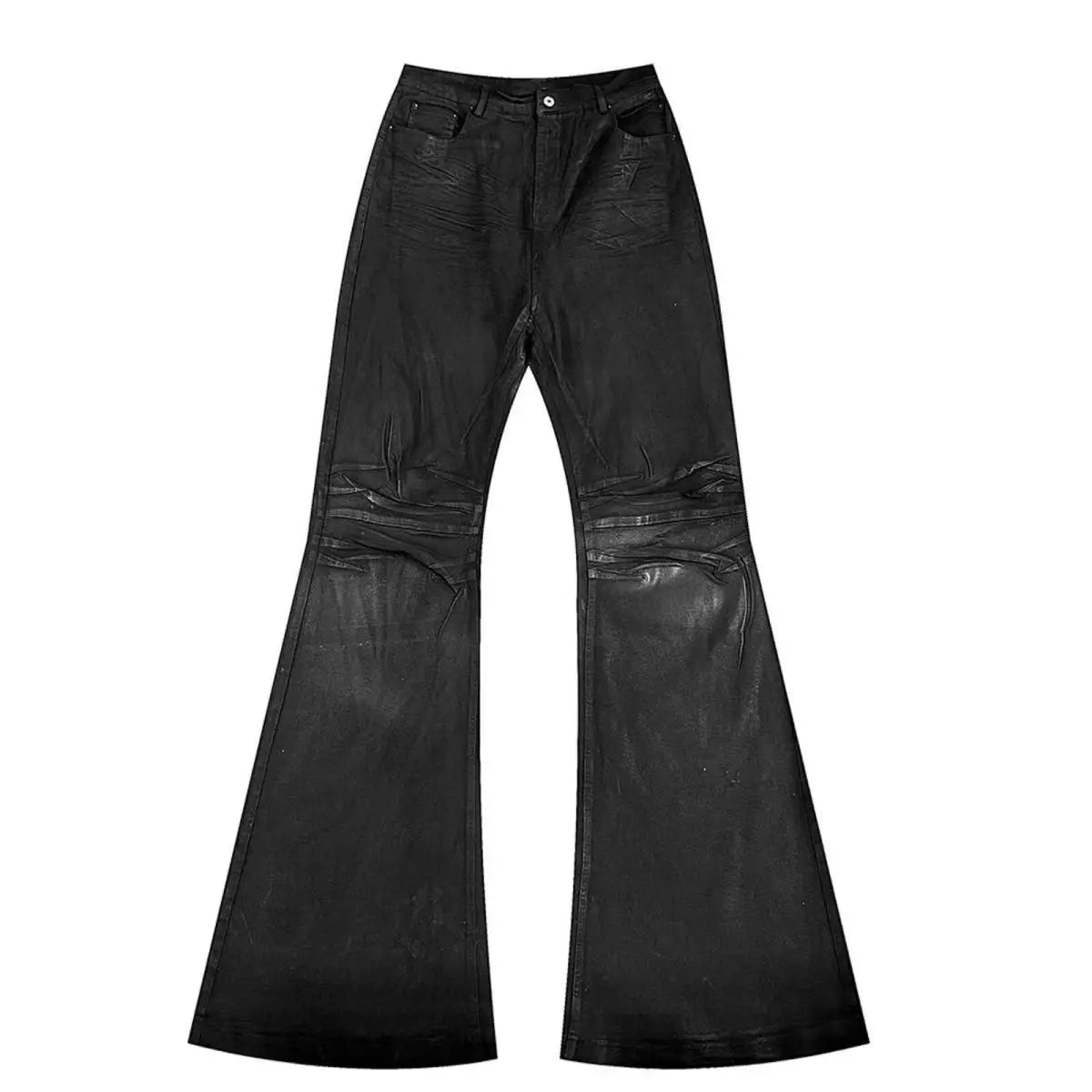 American Retro Heavy Industry High Street Coated Micro-Flared Jeans