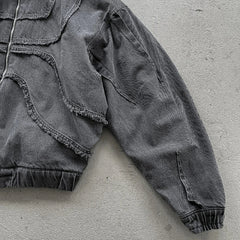 Y2K Denim Jacket American Splicing Style Gothic Vintage Trend Unisex Streetwear Punk High Street Oversized Leisure Zip Up Hoodie