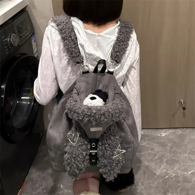 Cute Rabbit Ear Plush Backpack