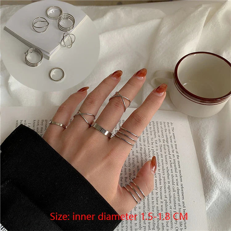 The Tide Cool Ring Set Korean Ring Ring Net Red Jewelry Not Fade Color Ring Cold Wind Hip Hop Index Finger Ring