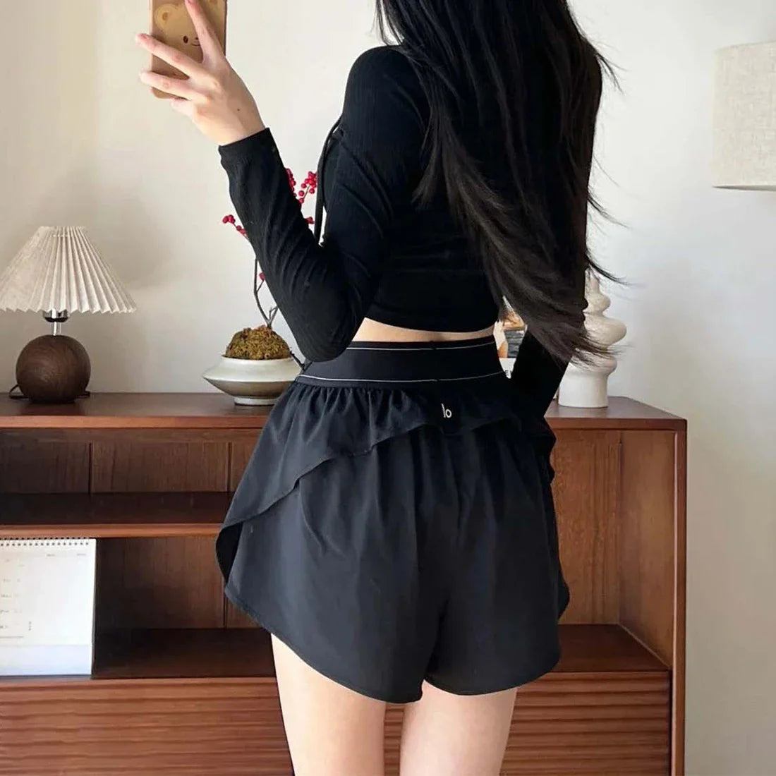 A* Yoga Shorts Thin Fast Drying Sports Breathable Elastic High Waist Loose Yoga Comfortable Running Gym Shorts