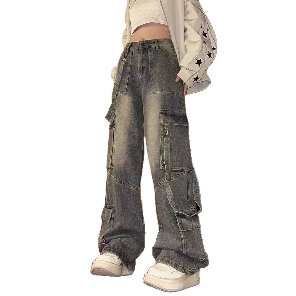 American Vintage Washed Multi-Pocket Cargo Jeans