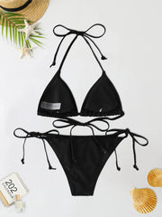 2Pc/Set Swimsuit Bikinis Set Triangle Swimwear String Beachwear Thong One Piece Suits Brazilian Biquini