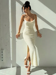 casual vacation backless slim-fit dress with hip strap