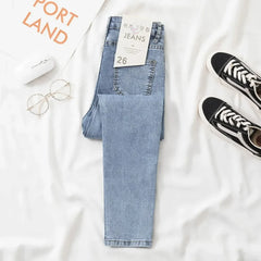 Black Grey Jeans Slimming Cropped Pants Chic Versatile Student Short Trousers Long Pants Slim Fit Sihouette Smoothing