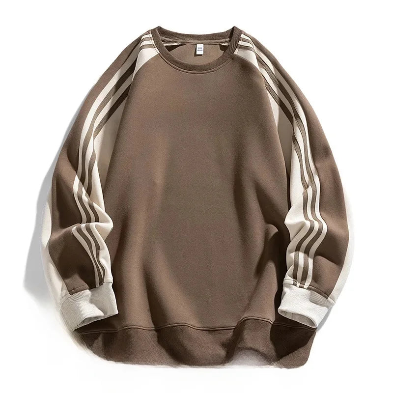 American Style Loose Fit round Neck Sweatshirt Unisex Youth Casual Top Simple Design