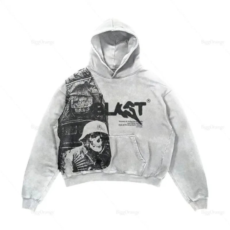Punk Wind Ninja Printed Long-sleeved Hoodies Couples Hip-hop Street Y2k Street Loose Oversized Hoodies Harajuku Goth Top