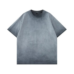 Mens Gradient Washed Loose Crew Neck Tee Streetwear Vintage Distressed Oversized Tshirt man Casual Trendy Basic Top